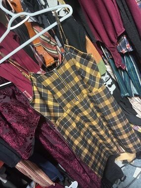 No Boundaries Yellow and Black Plaid Mini Dress